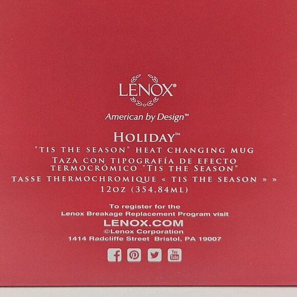 Lenox Heat Changing Christmas Mug Tis the Season Holiday 12oz NIB Coffee Tea - Picture 6 of 11